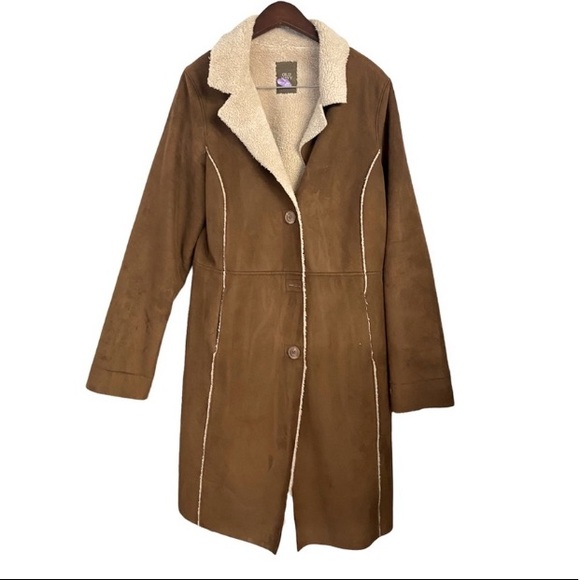 Vintage Old Navy Faux Suede Sherpa Lined Trenchcoat - Picture 1 of 13